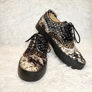 Cappelletti Lazio Animal Print Sneaker with Wing Tip Design Made in Italy Sz 37